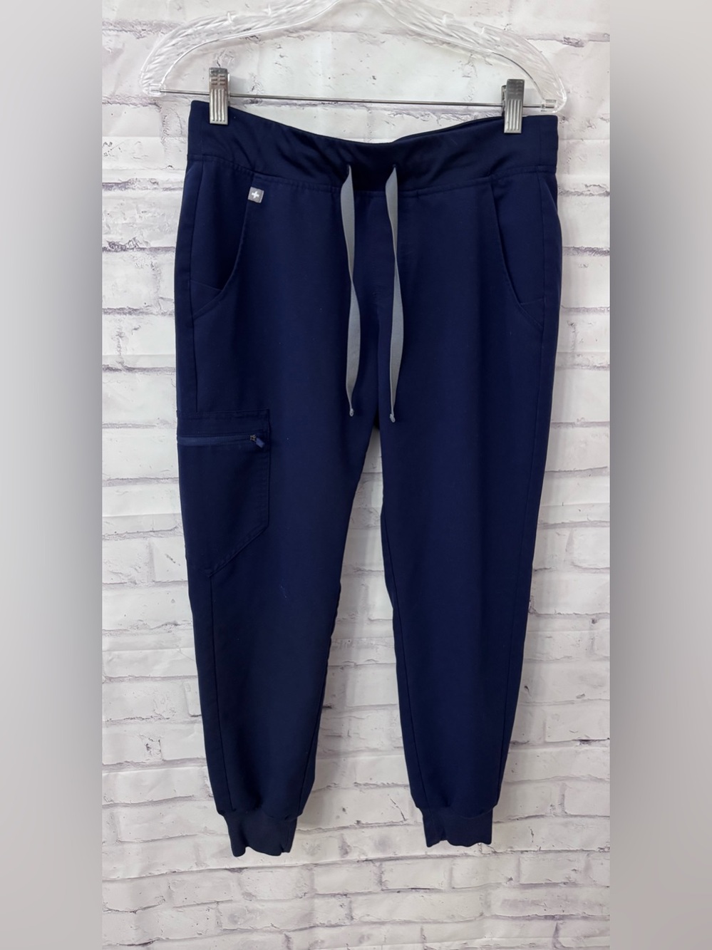 Figs Zamora Navy Blue Jogger Scrub Pants Size Small Classic Fit Yoga Waist Flaw